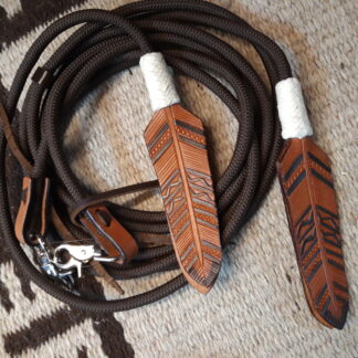 Westernzügel, Polyrope mit Snaps 2,50m Feder BRAUN