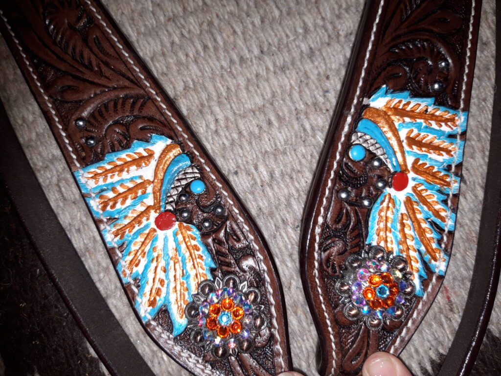 Kaltblut Westerntrense bunt Indianer, Federn, Strass, Glitzer, breit 2026 – Bild 3