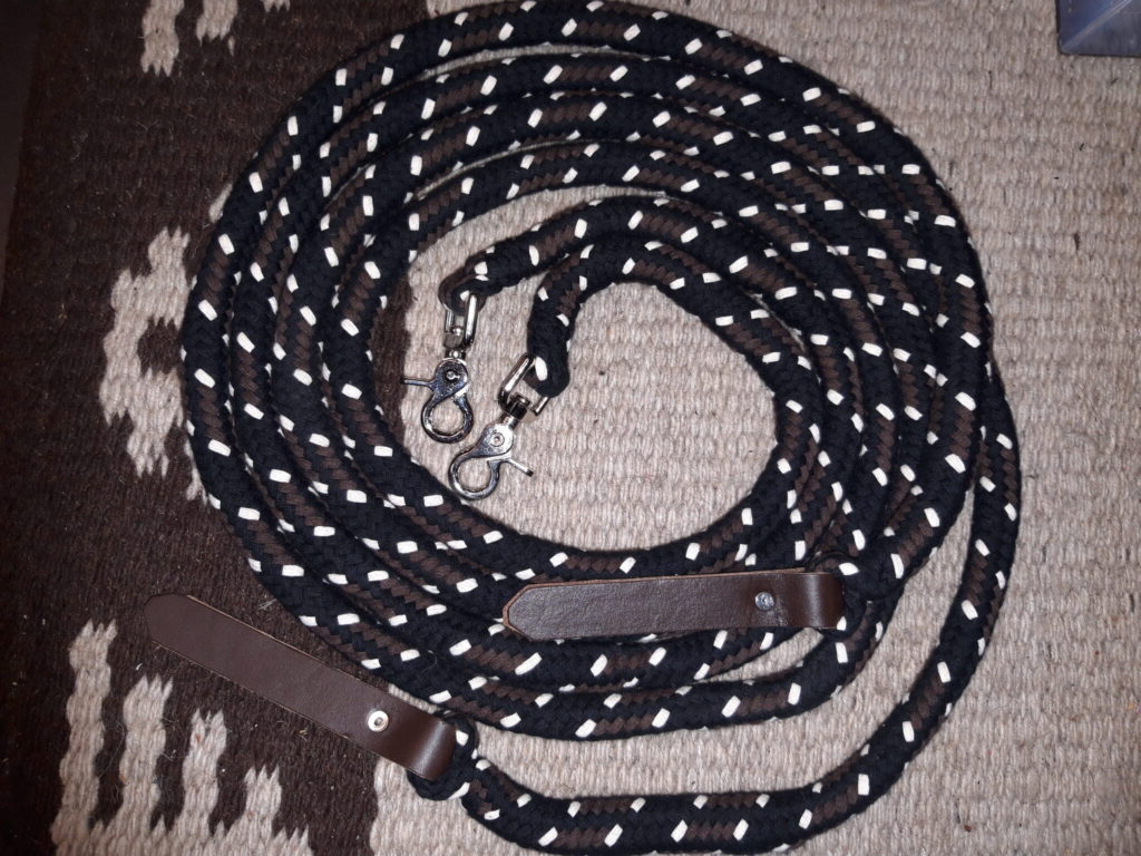 Westernzügel, Baumwolle mit Snaps 2,30m Schwarz-Braun-Beige