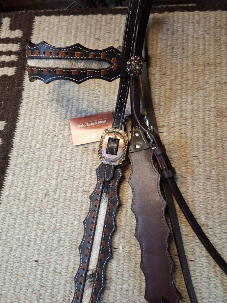 Kaltblut Westerntrense "Dragon" Braun Schwarz mit Fell – Bild 4